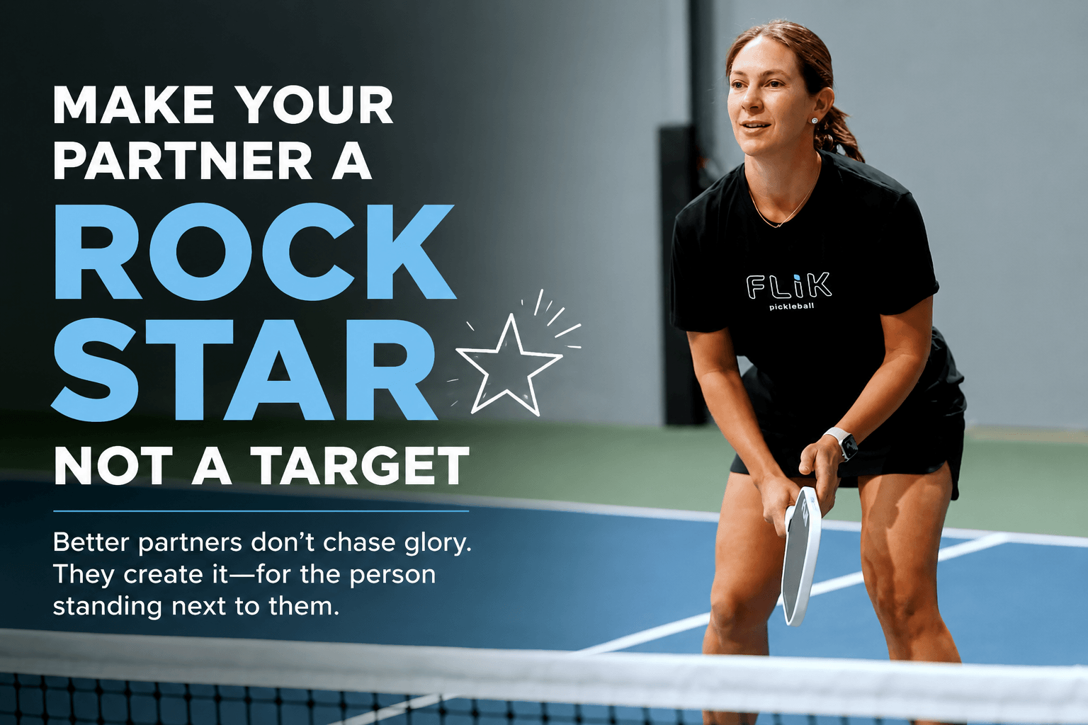 Female pickleball player, team partner