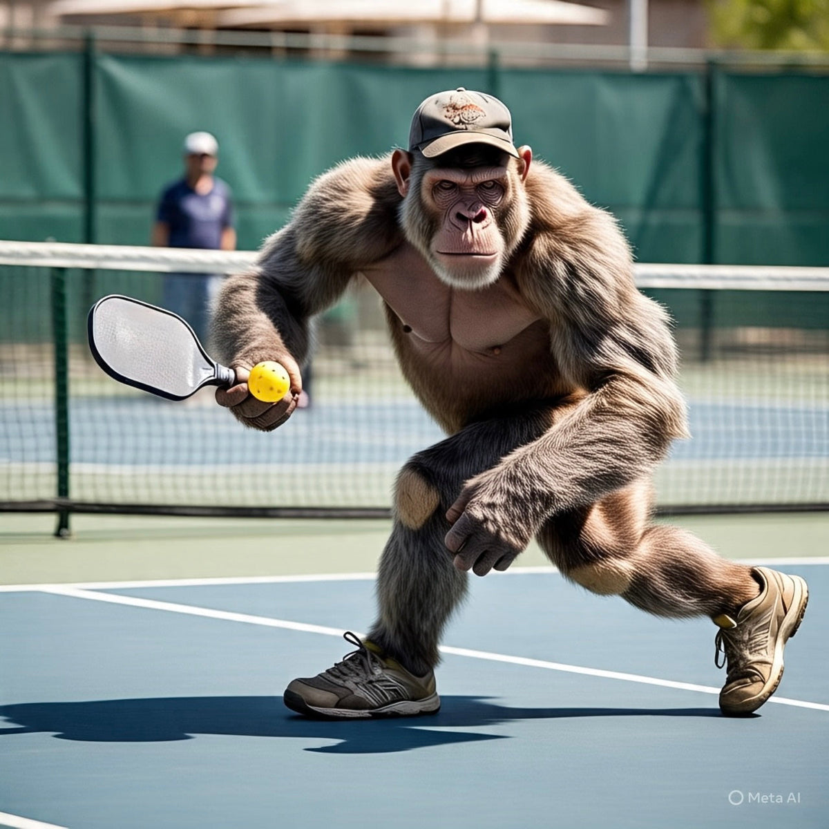 Ai generated gorilla playing pickleball and demonstrating pickleball etiquette
