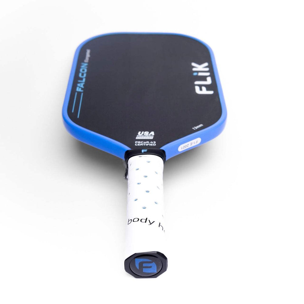 FLiK Falcon All-Court Paddle with carbon fiber face and cork inserts for precision and shock mitigation