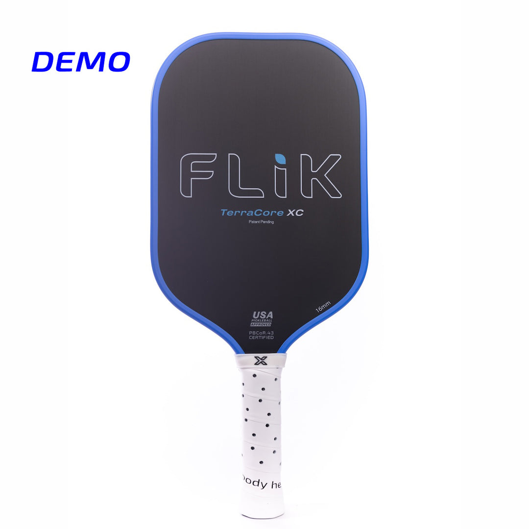 Pickleball paddle with 'Flik' branding on a white background